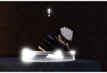 Rogue Piece Gojo Guide – How to Obtain Gojo, Moveset & Combat Tips Feature image for our rogue piece gojo guide showing the gojo npc with a white aura around his feet as he leans on one leg stretching as if preparing for a battle.
