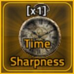 image depicts the time sharpness relic, a stopwatch, inside a glowing orange box