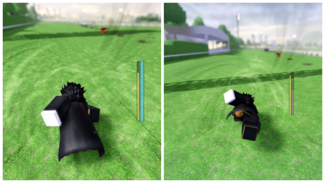 image shows two collages of the player maintaining stamina and using it to sprint