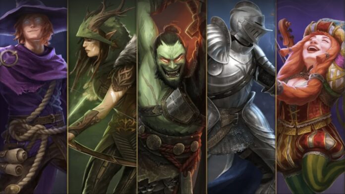 Feature image for our Ashes of Creation Class Tier List showing five characters next to each other showcasing the different classes.