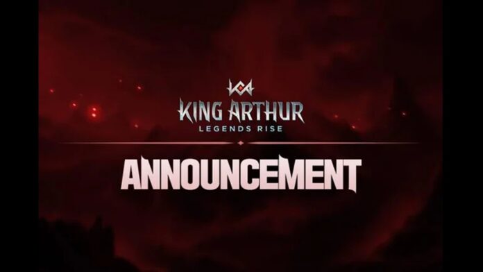 featured image for our news on King Arthur: Legends Rise EOS. It shows an announcement banner with the game's logo.