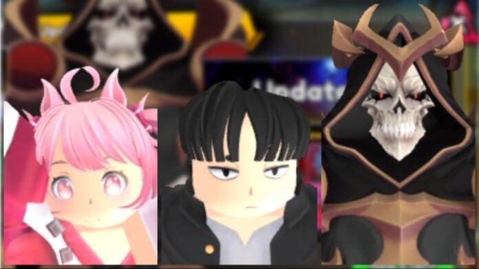 best-9-5-units-in-anime-vanguards Feature image for our best 9.5 unis in anime vanguards guide showing the three top units on a blurred background of the 9.5 update log