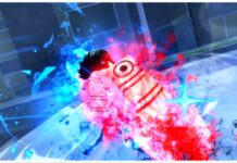 Jujutsu Zero Cursed Technique Tier List – Ranked with Reasons! Feature image for our jujutsu zero cursed technique tier list showing sukuna surrounded by a red and blue aura and he stumbles in a city
