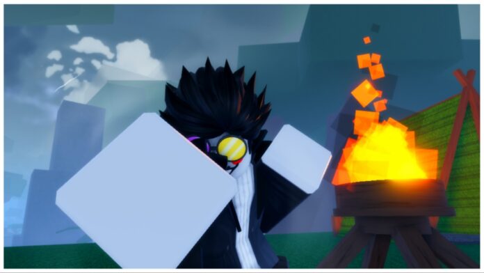 jujutsu-zero-weapons-tier-list Feature image for our jujutsu zero weapons tier list showing a player next to a fire punching towards the viewer with no weapon