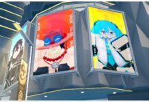 Official Release Universal Tower Defense Tier List Feature image for our universal tower defense tier list showing the current three featured units, kirito, ace, and hatsune miku, on a large billboard screen above a building in the game lobby