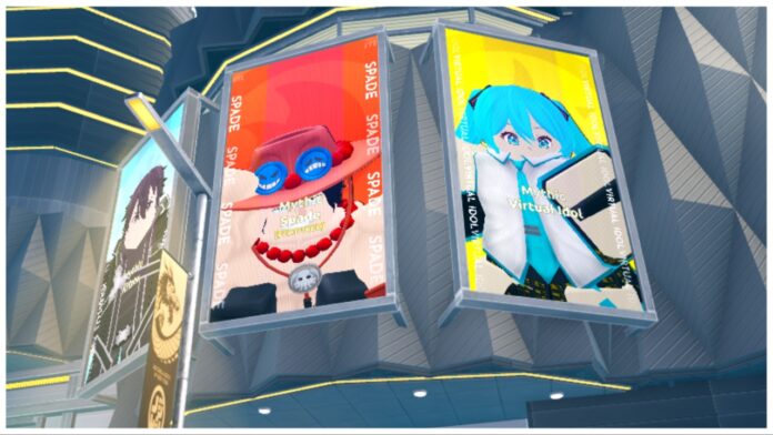 universal-tower-defense-tier-list Feature image for our universal tower defense tier list showing the current three featured units, kirito, ace, and hatsune miku, on a large billboard screen above a building in the game lobby