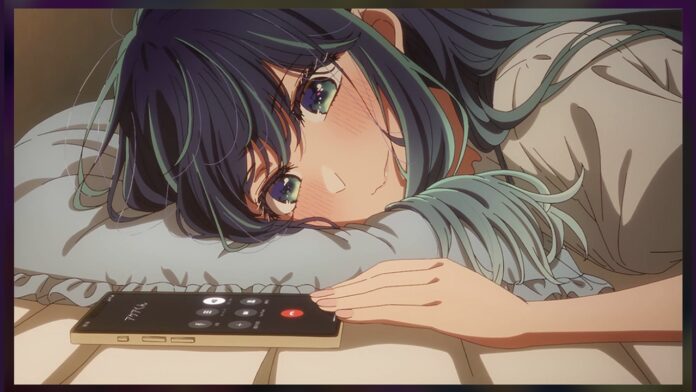 featured image for our news on Oshi no Ko Season 3 episode 1. It shows a girl sleeping to her right side. Her phone is kept nearby and the screen shows a person calling.