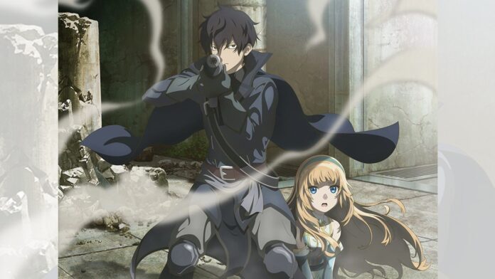 featured image for our news on Trapped in a Dating Sim: The World of Otome Games is Tough for Mobs. It shows a guy pointing a weapon towards the viewer, while a girl is sitting on the floor beside him.