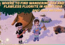 Where to Find Wandering Oak and Fluorite in Heartopia – Video Guide Feature image for our wandering oak and fluorite guide showing two players in front of the oak oak npc with the fluorite mole taking a pic of them on the right