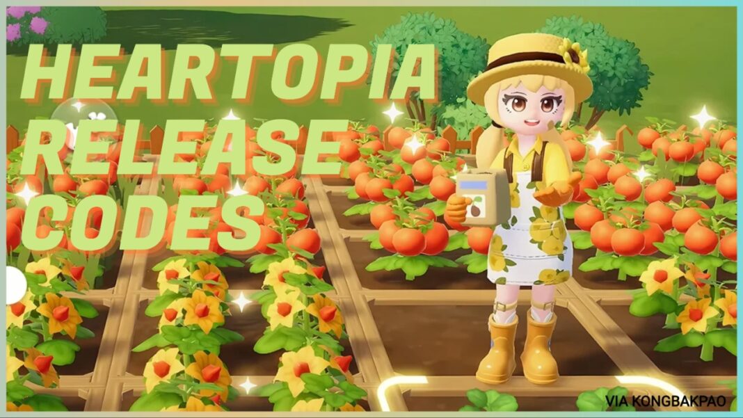 heartopia-codes Feature image for our heartopia codes guide showing a character out in a field of crops wearing a summery yellow outfit smiling at the camera. On the left it reads HEARTOPIA RELEASE CODES