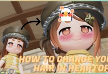 How To Change Your Hair in Heartopia – A Video Guide! Feature image for our how to change your hair in heartopia guide showing a player with the noob hair changed to the customised hair with a blushing expression