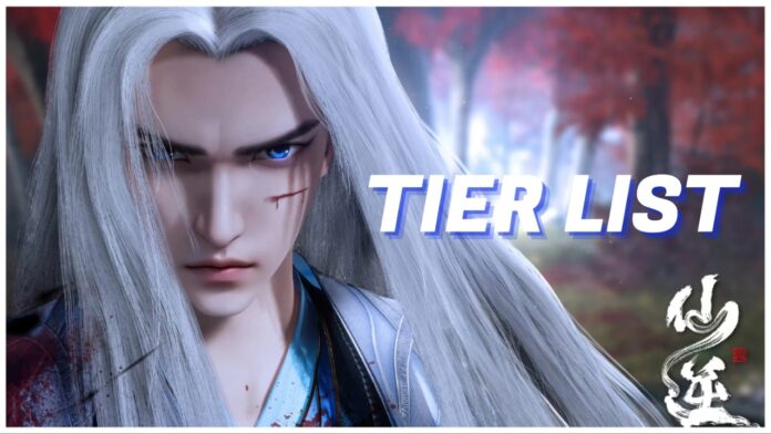 renegade-immortal-tier-list Feature image for our renegade immortal tier list showing wang lin looking at the camera with an intense expression. His white hair is blowing in the wind