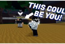 EYNTK About The Rogue Piece Toji Update – Including New Codes Feature image for our rogue piece toji update guide showing a player fighting the toji boss who is on half health. In white, the screen reads THIS COULD BE YOU with a white arrow pointing to toji