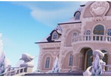 Where is the Resident Request Office in Heartopia? Feature image for our Where is the Resident Request Office in Heartopia guide. It shows the main building in the town square, which is decorated with sculptures of whales.