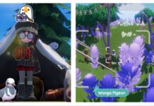 Where To Find The Wonga Pigeon in Heartopia – Video Guide! Feature image for our where to find wonga pigeons in heartopia guide showing a two-way collage of a player with a wonga pigeon and a shot through a camera showing the wonga pigeon