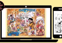 MANGA Plus by SHUEISHA Adds New Feature that Turn Manga Pages into Quirky T-shirts! featured image for our news on MANGA Plus T-shirts. It shows a manga page on a laptop and on a phone screen side by side.