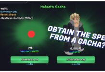 Obtaining The Hakari Spec in Rogue Piece! Feature image for our hakari spec rogue piece guide showing the hakari gacha with white text over the top reading OBTAIN THE SPEC FROM A GAHCA?