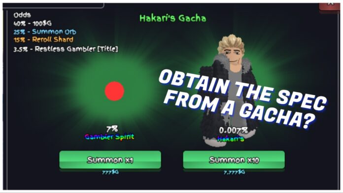 Feature image for our hakari spec rogue piece guide showing the hakari gacha with white text over the top reading OBTAIN THE SPEC FROM A GAHCA?