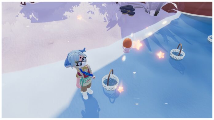 how-i-made-the-onsen-egg-in-heartopia Feature image for our how i made the onsen egg in heartopia guide showing a player looking at their onsen egg in front of the baskets