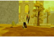 How To Get Domain Expansion in Sorcerer Ascent feature image for our how to get domain expansion in sorcerer ascent showing a player dashing through a wasteland like area singed with an orange tint