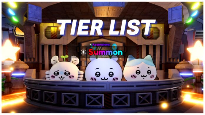 official-release-anime-paradox-tier-list Feature image for our official release anime paradox tier list showing three of the main characters from chiikawa behind a summons stand
