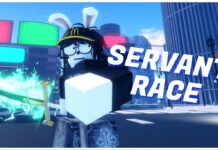 Should You Roll For The Sailor Piece Servant Race? – Everything To Know Feature image for our sailor piece servant race guide showing a player with rabbit ears and the dark blade at shibuya station