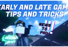 Sailor Piece Tips and Tricks for Early and Late-Game Players! Feature image for our sailor piece tips and tricks guide showing a player holding the dark blade with white bold text above their head reading EARLY AND LATE GAME TIPS AND TRICKS