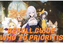 Star Sailors Reroll Guide: Who To Prioritise? Feature image for our star sailors reroll guide showing nina at the front of a fleet of characters. In front of them all at the bottom it reads REROLL GUIDE AND WHO TO PRIORITISE in bold orange text