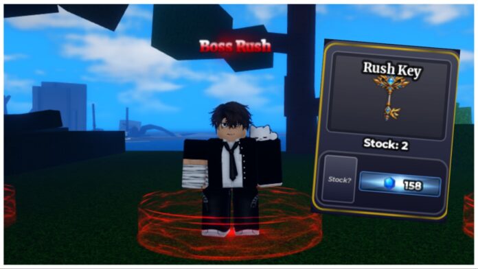 how-to-get-escanor-in-sailor-piece Feature image for our how to get escanor in sailor piece showing the boss rush npc with the rush key item on his right.