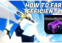 How To Get Sailor Piece Cosmetic Crates – The Efficient Way! Feature image for our how to get sailor piece cosmetic crates guide showing a player wielding an engraved sword with the crate png on the right with HOW TO FARM EFFICIENTLY in bold white above it