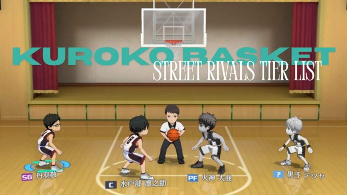 kuroko-basket-street-rivals-tier-list Feature image for our kuroko basket street rivals tie r list showing players on a court in a chibi 3D pixel style. Above the refs head reads the article title in a seafoam green and white font.