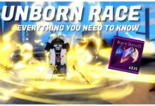 Is The Sailor Piece Sunborn Race Good? – Reroll or Skip Feature image for our sailor piece sunborn race guide showing a player casting a weapon attack surrounded by a yellow aura. To the side is a png of the race reroll item.