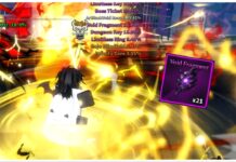 How To Get The Sailor Piece Void Fragment Feature image for our sailor piece void fragment guide showing a player striking the gojo boss with the void fragment png on the right