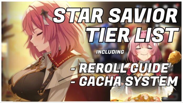 star-savior-tier-list-reroll-and-gacha-system-guide Feature image for our star savior tier list reroll and gacha system guide showing charlotte in the background of the article title written in white