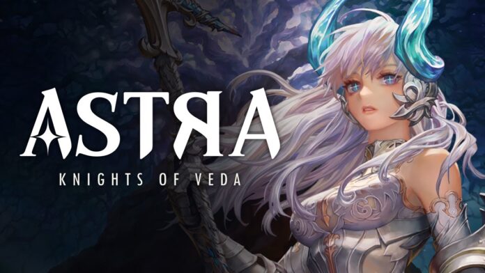 Astra Knights of Veda EOS featured image for our news on Astra: Knights of Veda EOS. It shows a female warrior from the game.