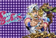 Steel Ball Run JoJo’s Bizarre Adventure Anime’s 2nd Stage Arriving in Fall 2026 featured image for our news on Steel Ball Run JoJo’s Bizarre Adventure. It shows Johnny Joestar against a purple-and-violet polka-dotted background.