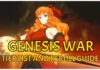 Genesis War Tier List and Reroll Guide – Who To Prioritise! Feature image for our genesis war tier list and reroll guide showing joan against a black and foggy red background. She has a determined expression on her face as she holds her sword at an angle close to the viewer