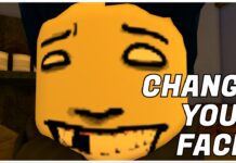 How To Change Your Face in Bridger Western: Complete Facial Index! Feature image for our how to change your face in bridger western guide showing a player up close with their missing tooth smile face with CHANGE YOUR FACE in bold white in the bottom right corner of the illustration