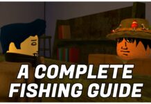 How To Fish Efficiently in Bridger: Western – Including a Fishing Index! Feature image for our how to fish efficiently in bridger western guide showing a player speaking to the fishing npc inside of his tackle bait store.