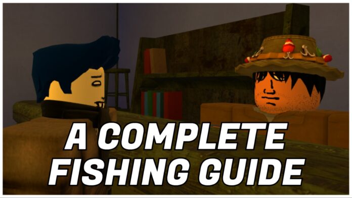 how-to-fish-efficiently-in-bridger-western Feature image for our how to fish efficiently in bridger western guide showing a player speaking to the fishing npc inside of his tackle bait store.