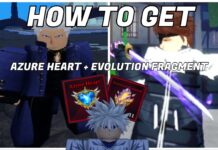 How To Get Azure Heart and Evolution Fragments in Sailor Piece: For New Ascensions! Feature image for our how to get azure heart and evolution fragments in sailor piece guide showing two bosses behind a collage of the items needed and article title with a png of the ascensions npc from shoulders up at the bottom