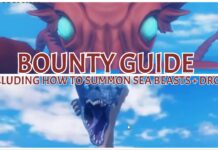 Sailor Piece Bounty Guide – Spawning Sea Beasts Feature image for our sailor piece bounty guide showing a kraken and a sea serpent in a 2-way collage with the article title in red in the centre.