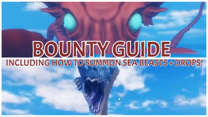 sailor-piece-bounty-guide Feature image for our sailor piece bounty guide showing a kraken and a sea serpent in a 2-way collage with the article title in red in the centre.