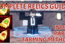 Complete Sailor Piece Relics Guide – Parts, Farming Route, Index Feature image for our sailor piece relics guide showning the relic crafter NPC surrounded by text and three PNGs of different relic pieces.