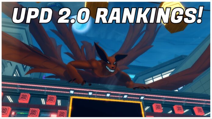 universal-tower-defense-2-0-tier-list Feature image for our universal tower defense 2.0 tier list showing a nine-tailed beast on top of a building in the main lobby. The creature is looking down on the citizens with a wide-toothed snarly face.