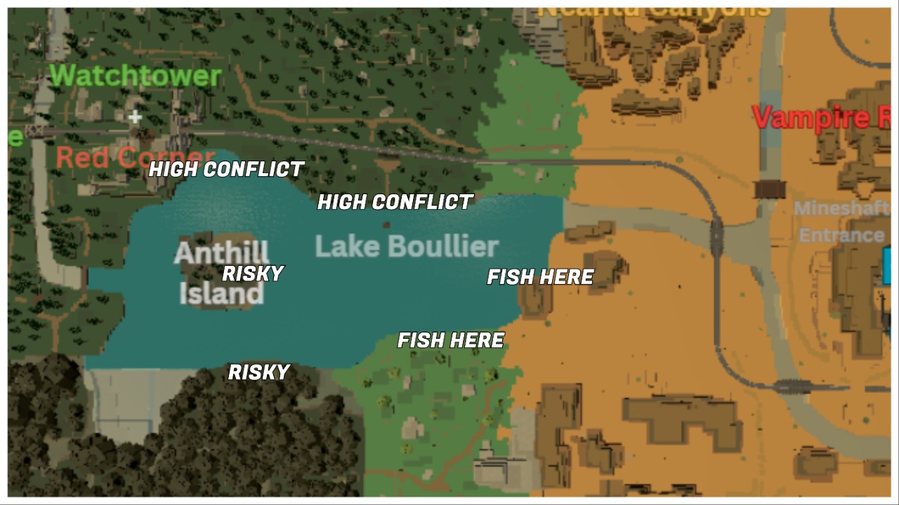 image shows where I recommend players fish