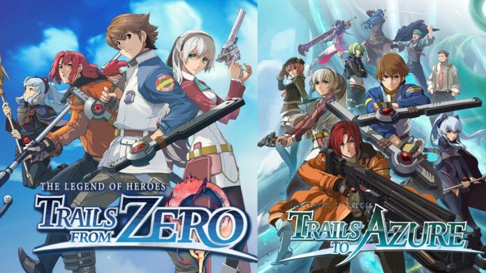 The Legend of Heroes Trails from Zero Trails to Azure featured image for our news on The Legend of Heroes: Trails from Zero Trails to Azure . It shows a promotional image from each game The Legend of Heroes: Trails from Zero and The Legend of Heroes: Trails to Azure
