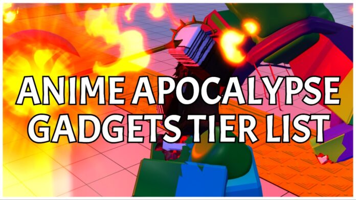 anime-apocalypse-gadgets-tier-list Feature image for our anime apocalypse gadgets tier list showing a player unleashing their Pride ultimate on a hoarde of zombies approaching. In bold white lettering over the centre is the article title.