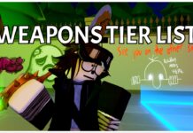The ONLY Anime Apocalypse Ability Tier List You Need! Feature image for our anime apocalypse weapons tier list showing a player standing before a concrete wall with graffiti holding prides weapon from seven deadly sins. Over their head it reads WEAPONS TIER LIST in bold white.