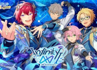 Ensemble Stars!! Music Is Celebrating Its 4th Anniversary with a Live Event featured image for our news on Ensemble Stars!! Music 4th Anniversary. It shows four singers (male) from an in-game band.